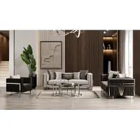 AEA Grau-braunes Sofa-Set Sofa-Set 2x3-Sitzer Sofa Sessel Wohnzimmer Weich