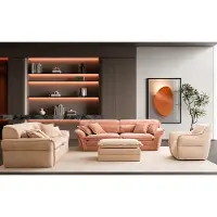 AEA Braun-beiges Sofa-set 3-Sitzer Sofa Sessel Hocker Bequem Weich Modern
