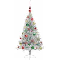 vidaXL Sapin de Noël artificiel pré-éclairé Argent 120 cm PET