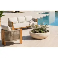 AEA Gartenlounge Set 3Sitzer Sofa Sessel Beige Kissen Bequem