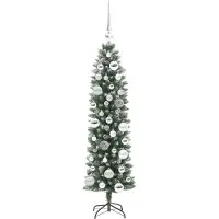 vidaXL Arbre de Noël artificiel slim avec 150 LED Vert et blanc 120 cm