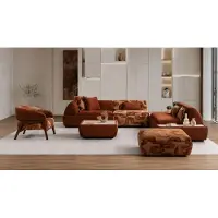 AEA Ecksofa L-Form Sessel Pouff Kaffetisch Braun Wohnzimmer Modern bequem
