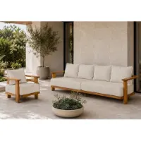 AEA Gartenlounge Set 4-Sitzer Sofa Sessel Beige Kissen Elegant