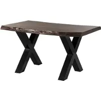 MASSIVMOEBEL24.DE MASSIVMOEBEL24 | Table à manger 160x90 en bois d'acacia gris taupe mat pieds en X anthracite brillant FREEFORM 5
