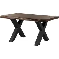 MASSIVMOEBEL24.DE MASSIVMOEBEL24 | Table à manger 140x90 en bois d'acacia marron mat pieds en X anthracite mat FREEFORM 5