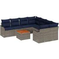 vidaXL Ensemble de canapés de jardin , 9 pièces, gris, en résine tressée
