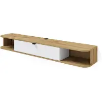 Homlando Meuble TV Icarus 156 cm ARTISAN CHÊNE / BLANC MAT - Meuble TV mural - Meuble suspendu - Buffet bas moderne pour le salon
