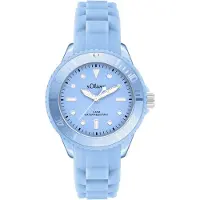 s.Oliver Montre pour homme - Ronde - Bleue - 38 mm - Élégante montre pour homme en plastique avec mouvement à quartz