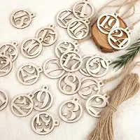 OEM Calendrier de l'Avent : chiffres en bois, de 1 à 24 - Petits pendentifs ronds avec une ficelle de jute - Idéal pour décorer et numéroter les pochettes de calendrier de l'Avent - Lot de 24 pièces