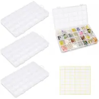 OEM Boîte de rangement avec 28 compartiments - Lot de 4 boîtes de rangement avec couvercle - Transparent