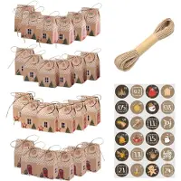 OEM Calendrier de l'Avent à remplir - Coffret de 24 boîtes avec des autocollants numérotés et des cordes en jute - Calendrier à personnaliser et à suspendre - Lot de 24 pièces