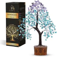 Markenlos Arbre de vie en pierres précieuses - Ornement en cristal avec des pierres turquoise - Décoration Feng Shui pour les espaces de vie - Arbre de cristal pour les chakras