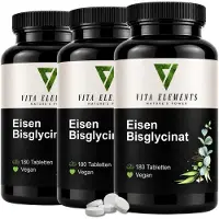 IK-Handelsgruppe Vita Elements Bisglycinate de fer Lot de 3 540 comprimés Complément alimentaire