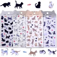 Markenlos Autocollants en forme de chat en feutre - Adhésifs - Décoration pour travaux manuels - Lot de 4