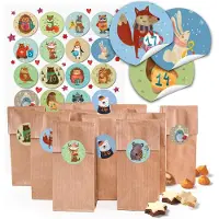 OEM Calendrier de l'Avent en papier - 24 sachets à remplir, décorés de motifs animaliers - Dimensions : 7 x 4 x 20,5 cm