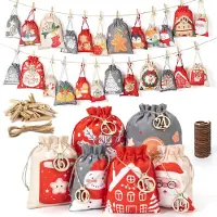 OEM Calendrier de l'Avent à remplir - 3 tailles différentes - Rouge, beige, gris