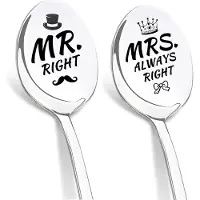 OEM Calendrier de l'Avent pour couples - Avec deux cuillères à café gravées - Motifs "Monsieur et Madame"
