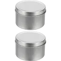 OEM Boîte métallique ronde avec couvercle - 2 pièces - Métal - Argent - Diamètre : 4 cm