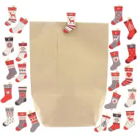 OEM Sacs en papier kraft à fond croisé, monocouche, pour travaux manuels et remplissage, couleur marron naturel, dimensions 17 x 27 cm, quantité : 24 pièces
