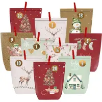 OEM Calendrier de l'Avent à remplir - 24 sachets en papier avec des autocollants numérotés, pour une création et une décoration personnalisées