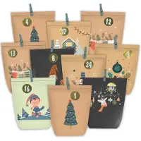 OEM Calendrier de l'Avent à remplir - 24 sachets en papier avec des autocollants numérotés - À personnaliser soi-même - Lot de 24