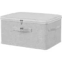 OEM Boîte de rangement avec couvercle et serrure à combinaison - Organisateur pliable en tissu avec poignée - 32x24x18 cm - Gris