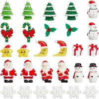 OEM Miniatures de Noël - 50 pièces en résine synthétique - Décoration pour la maison et le bureau - Bonhomme de neige, Père Noël, sapin de Noël, bonbon à la canne, flocon de neige