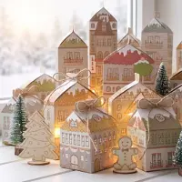 Dripio Calendrier de l'Avent à remplir, avec 24 petites maisons, disponible en 3 tailles différentes, et équipé d'une guirlande lumineuse LED