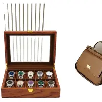 OEM Boîte à montres, revêtue de placage de bois, dimensions 29 x 21 x 8 cm, 10 compartiments, dimensions des compartiments : 4,5 x 9 cm, poids brut : 1,6 kg