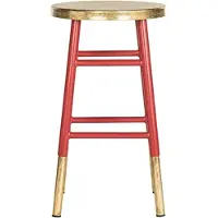 Safavieh Tabouret de bar Pallas, en métal laqué, rouge/doré, dimensions : 34 x 34 x 60,96 cm