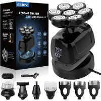 StarTech.com Rasoir électrique pour hommes - Rasoir rotatif - 5 lames - Coupe-poils de nez - Rechargeable - USB-C - Autonomie de 85 minutes - Noir