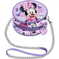 Disney Sac bandoulière rond "Minnie Mouse, Papillons", couleur lilas, 9 x 9 cm