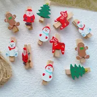 OEM Clips en bois - 60 pièces - Pour calendriers de l'Avent, photos et décoration - Couleurs naturelles