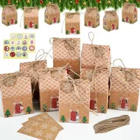 Markenlos Calendrier de l'Avent à remplir - Coffret de 24 pièces comprenant des autocollants numérotés, des étiquettes en forme de flocons de neige et du fil de jute - Calendrier à personnaliser et à suspendre