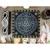 Markenlos Nappe d'autel - Motif soleil, lune, étoile et pentagramme - Pour les jeux de tarot et les rituels spirituels - 61 x 61 cm