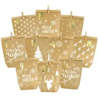 OEM Calendrier de l'Avent à remplir - 24 sachets en papier kraft avec des autocollants - À remplir soi-même - Grand format