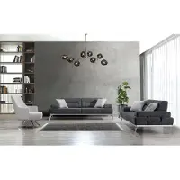 AEA Wohnzimmer-Set 3tlg 2x 3-Sitzer Grau mit Weiß Sessel Modern Design Textil