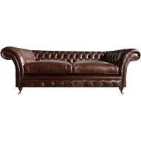 AEA Zweisitzer Sofa Couch Design Möbel Ledersofa Braun Chesterfield Wohnzimmer