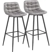 StarTech.com Tabouret de bar - Deuxième modèle - Tissu velours gris clair - Assise rembourrée - Repose-pieds - Structure en métal - Hauteur d'assise : 64 cm - Capacité de charge : 100 kg