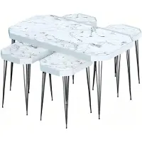 AEA Eleganter Weißer Holz-Couchtisch mit Beistelltischen im modernen Stil