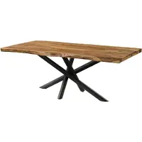 MASSIVMOEBEL24.DE MASSIVMOEBEL24 | Table à Manger en bois de Sheesham 220x100x76 naturel sablé / pieds Mikado anthracite matte FREEFORM 5
