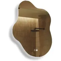 Artforma Miroir de salle de bain 74x94cm - Irrégulier avec éclairage LED - LED Dual et capteur tactile et tapis chauffant