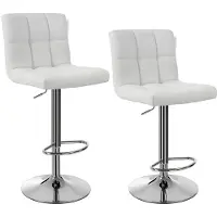 Songmics 2 tabourets de bar gris clair, Blanc