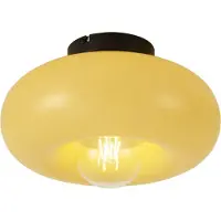 QAZQA Plafonnier rétro noir avec verre jaune 30 cm - Glaze