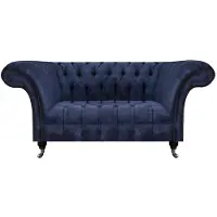 AEA Chesterfield Blaue Polstercouch Wohnzimmer 2-Sitzer Luxus Edle Sitzmöbel