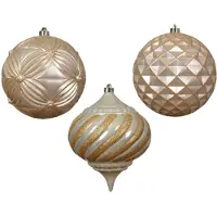 Décoris Décoration de sapin de Noël « Palace » – 20 cm – Couleur champagne – 1 pièce – 3 modèles