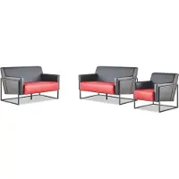 Xl Moebel Gmbh Sofas Leder Set 2-Sitzer Sessel Schwarz Rot Couch 1-Sitzer Ledersofas