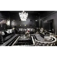 AEA Schwarze Chesterfield Wohnzimmer Garnitur Designer 4-Sitzer Tisch
