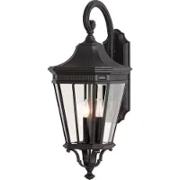 Elstead Lighting Applique d'extérieur Cotswold Lane noire et transparente, 3xE14x60W, aluminium, dimensions : 76,2 x 30,5 x 41,3 cm, IP44, Feiss