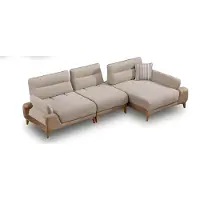 AEA Ecksofa L-Form Beige Stoff Modern Wohnzimmermöbel